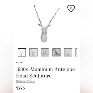 Vintage Silver Antelope Sculpture with Long Horns